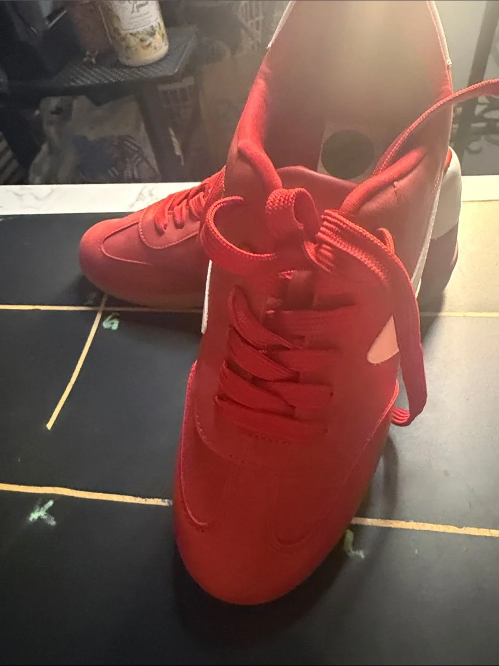 DV by Dolce Vita Red and White Lace-Up Sneakers
